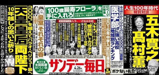 サンデー毎日（4月26日号）の中吊り