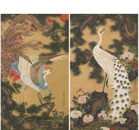 伊藤若冲　孔雀鳳凰図　江戸時代中期　岡田美術館蔵