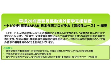 留学支援「トビタテ！留学JAPAN」高校生500人募集…2/17まで 画像