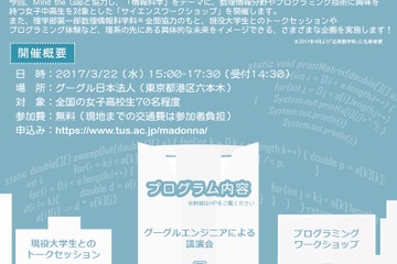 東京理科大、女子高校生対象「サイエンスワークショップ」3/22 画像