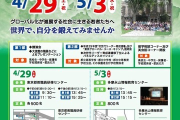 都教委「高校生留学フェア」講演や大使館職員プレゼンなど、水道橋4/29・多摩5/3 画像