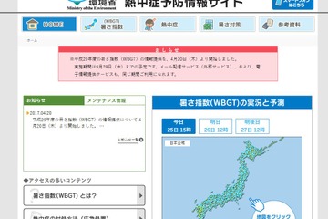 熱中症予防サイト、H29年度「暑さ指数」公表スタート 画像