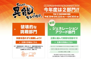 年齢不問、H29年度「異能vationプログラム」応募は6/30まで 画像