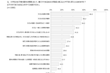 子どもの夏休み、働く母親の不安…2位は「安全確保」1位は？ 画像
