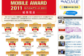 イード「モバイルアワード2011」、Android部門でサムスンが強さを発揮  画像