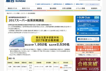 【大学受験2018】駿台、医学部現役合格を目指す1日型特別講座 画像