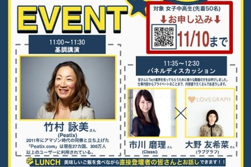 テクノロジー業界を知って体験、TECH GIRLS女子向け進路イベント11/19 画像