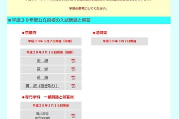 【高校受験2018】京都府公立高入試・中期選抜、京都新聞が解答速報3/7 画像