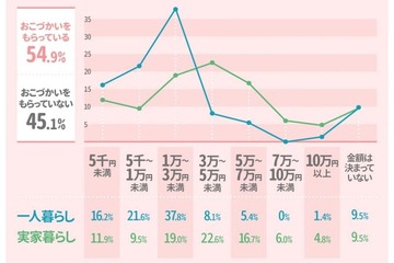 都内在住女子大生、お小遣い「もらっている」54.9％ 画像