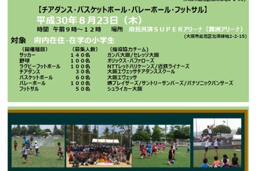 【夏休み2018】ガンバ大阪・オリックスなどが指導、大阪キッズスポーツ体験会8/9 画像