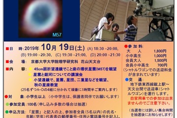 京都大学、星雲がテーマの天体観望会10/19花山天文台 画像