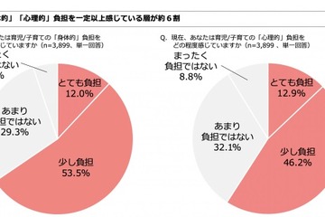 6割が育児の「身体的」「心理的」負担感じる…ママリ 画像