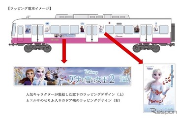 新京成電鉄に「アナと雪の女王2」のラッピング車両登場 画像