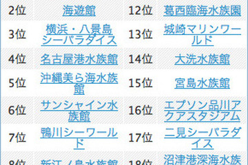 京都水族館・海遊館・シーパラがTop3…水族館検索ランキング 画像