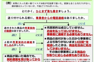 新型コロナ便乗の悪質商法、チャートで対応説明…消費者庁 画像