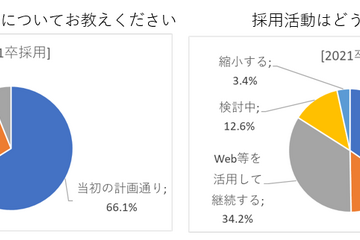 21卒採用数「計画通り」66.1％…スケジュールに遅れも 画像