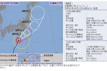 【台風12号】9/24-25に東日本・東北地方に接近の恐れ 画像