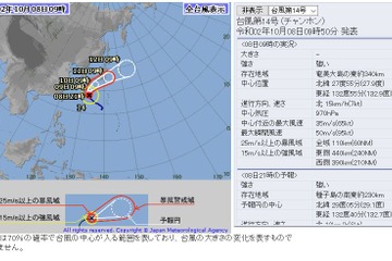 【台風14号】日本列島に接近、東日本へ上陸の恐れも 画像