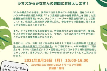 【夏休み2021】小中高大生向け「昆虫食」特別オンライン授業8/16 画像