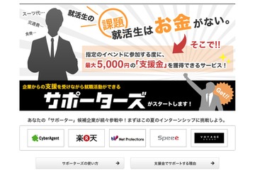 企業が学生の就活資金を支援する「サポーターズ」 画像
