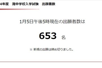 【中学受験2022】灘中の出願者数653人（最終）前年度比34人減 画像