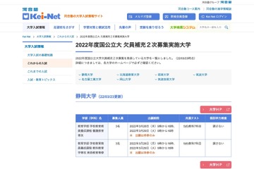 【大学受験2022】国立大の欠員補充2次募集、静岡大学等7校 画像