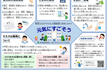 都教委、夏休み明け「感染症対策リーフレット」公開 画像