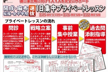 【中学受験2013】御三家対策「一日集中プライベートレッスン」…偏差値SAPIX55、日能研60以上が対象 画像