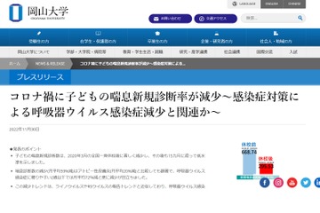 子供の喘息新規診断率が減少、コロナ禍が影響か 画像