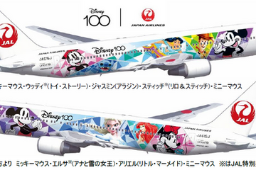ディズニー創立100周年 特別塗装機、JAL国内線に就航 画像