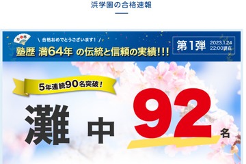 【中学受験2023】浜学園、関西難関中の合格速報…灘92名等 画像
