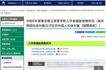 【高校受験2023】東京都立、国際高の帰国生対象入試1.38倍 画像