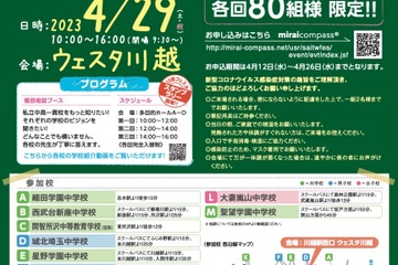 【中学受験】埼玉西部私立中高一貫13校フェスタ4/29 画像