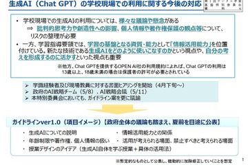 学校現場の生成AI、夏前にもガイドライン策定へ…文科省 画像