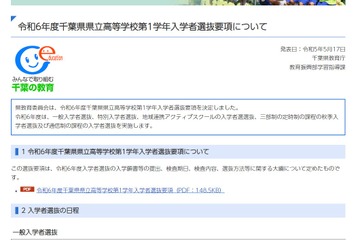 【高校受験2024】千葉県公立高、選抜要項公表…本検査2/20・21 画像