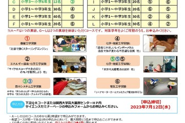 【夏休み2023】小中学生向け「サイエンスセミナー」関西大学8/5 画像