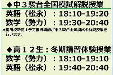 駿台梅田、医学部志望の中高生向け授業イベント12/16 画像