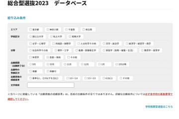 【大学受験2024】総合型・学校推薦型データベース、首都圏103校が12月以降出願可 画像