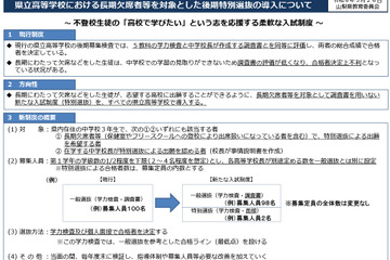 【高校受験2025】山梨県立高、調査書不要の特別選抜導入…不登校などに配慮 画像