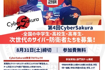 サイバー防衛力を競う「CyberSakura」中高生チーム募集 画像