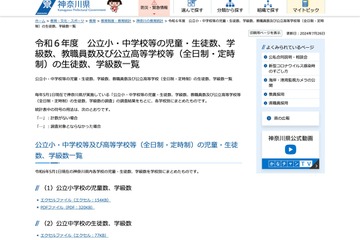 神奈川県の公立小中高…児童生徒数は減少、学級数は増加傾向 画像