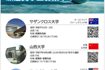 埼玉県、派遣奨学生募集…オーストラリア・中国・アメリカ 画像
