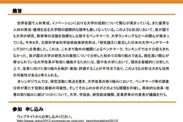 シンポジウム「研究に着目した日本の大学ベンチマークと今後の大学のあり方について」10/1 画像