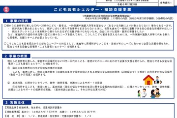 「若者シェルター」ガイドライン案…親の同意不要で利用可 画像