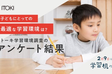 専用デスクで学習、小学生の53%が1日1時間以上勉強 画像