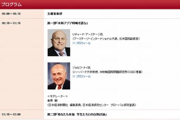 米のアジア戦略「アーミテージ＆ナイ白熱討論」10/27 画像