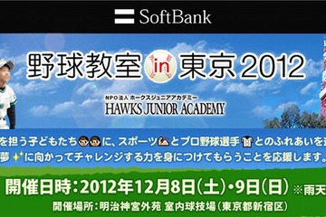 小学生向けソフトバンク野球教室、新宿で12/8-9開催  画像