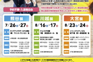 【中学受験】【高校受験】熊谷・川越・大宮「埼玉私学フェア2025」県立高も参加 画像