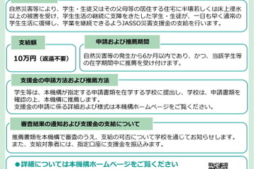 大雨による被災学生を支援、奨学金や支援金など…JASSO 画像