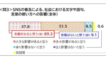SNSの普及で変わる日本語、9割が「社会に影響あり」と回答…文化庁調査 画像